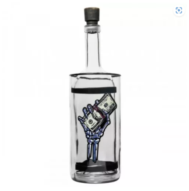 Водник Стеклянный Прозрачный Доллары в руке скелета Felix Shop